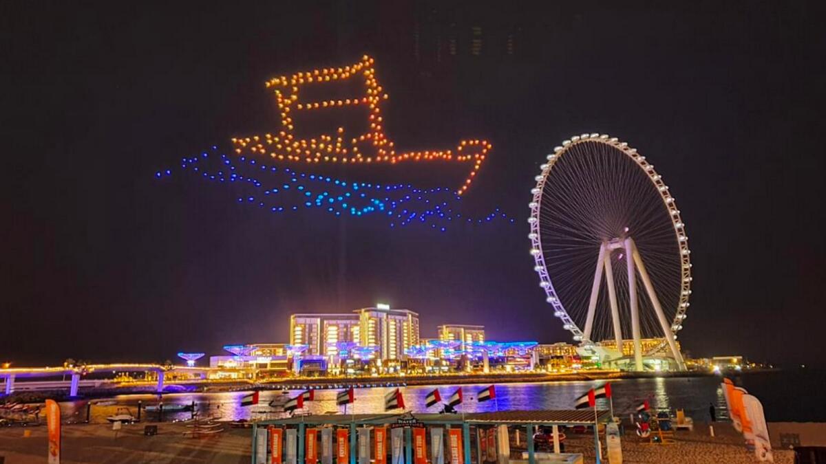 Dubai’s Sky Lights Up with Spectacular Drone Show at Bluewater Island until January 29 – A Journey Through Time and Technology